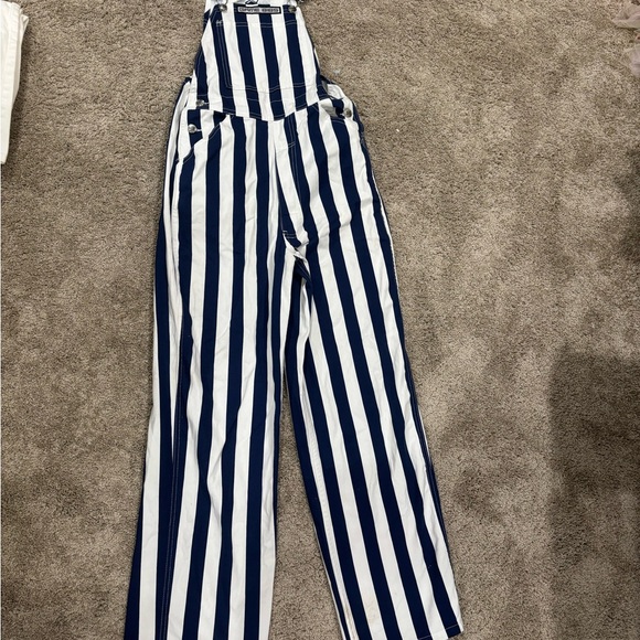 Gameday bib Overalls in Navy and White - Picture 1 of 3